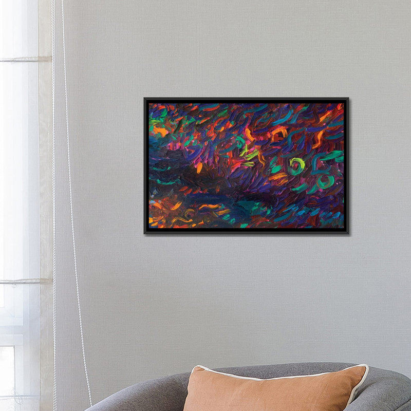 « dc 040 » par iris scott abstracts, impression sur toile, H 18 po x l 26 po x P 1,5 po, Toile avec cadre noir, Pas de tapis