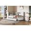 Lit de jour simple en bois avec tablettes de rangement, ports de chargement USB et couchette escamotable, blanc
