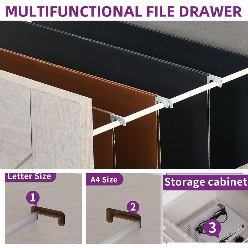 L-Shaped Executive Desk With Power Outlet, Brown/White