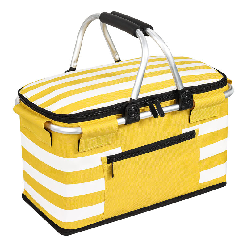 Panier isotherme pique-nique isolé, sac isotherme pliable, Jaune