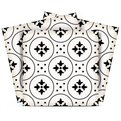 Carreaux amovibles autocollants noirs et blancs 8 po x 8 po