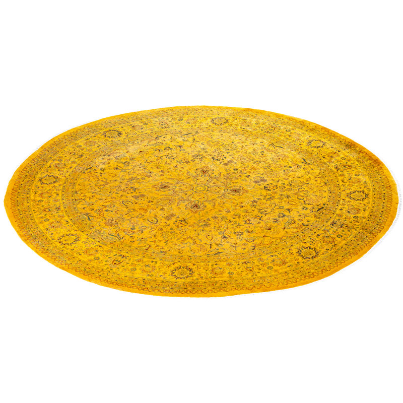 Tapis jaune contemporain en laine noué à la main Coronel 8 pi 2 po x 8 pi 2 po