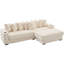Canapé modulaire en L 110,75 po, canapé modulaire en velours côtelé, avec repose-pieds mobile, porte-gobelets, 8 coussins décoratifs, poche latérale, déplier dans un lit, beige-1709417259
