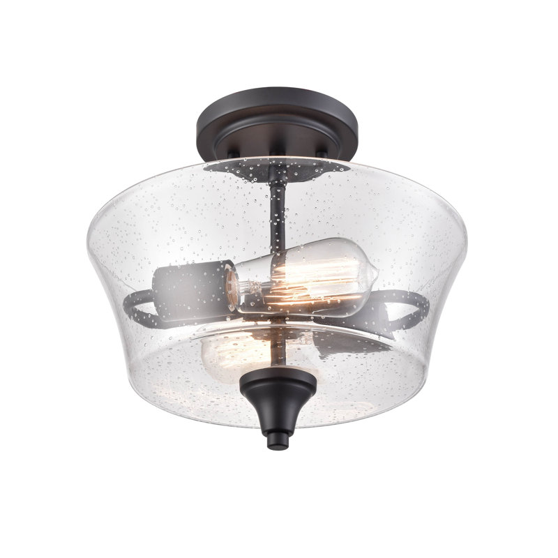 Adorata Glass Semi Flush Mount, Matte Black