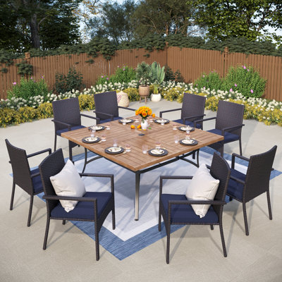 Ballarat 8 - Person Patio Dining Set with Square Table , Cushions Included