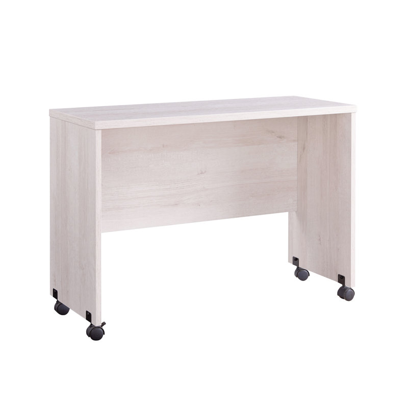 Bureau d'écriture Mid-Century mobile en chêne blanc avec roulettes verrouillables
