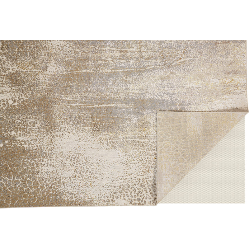 Tapis beige tissé à la machine Milomir, Rectangle 3 pi 11 po x 6 pi