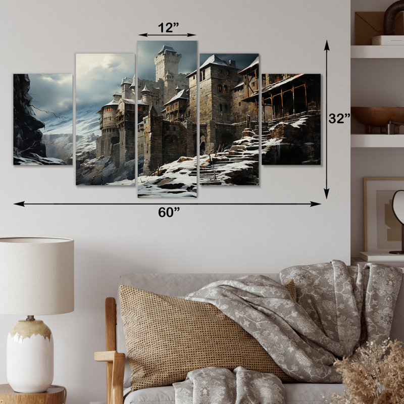 «Mediaval Castle In Winter Charm IV - Castles Multipanel», ensemble d'art mural