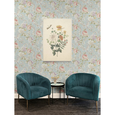 Papier peint à volutes florales non colorées Seabrook Designs Smoke & Mauve Kaydence