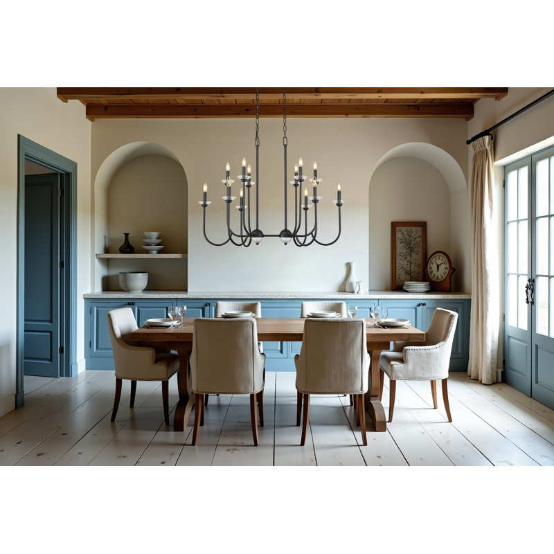 Lustre linéaire moderne Burgett, 12 lumières, H 30,5 po x l 24,5 po x P 42 po, Noir mat