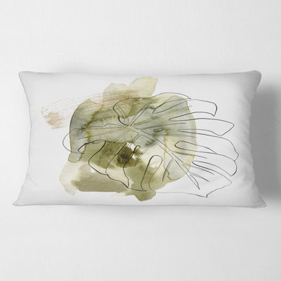 Line Art Monstera Branch Tropical Leaves Rectangular Pillow Cover & Insert