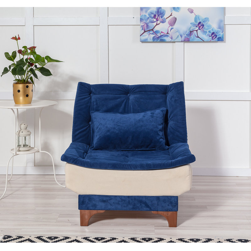 Crosland Upholstered Accent Chair, Dark Blue/Cream
