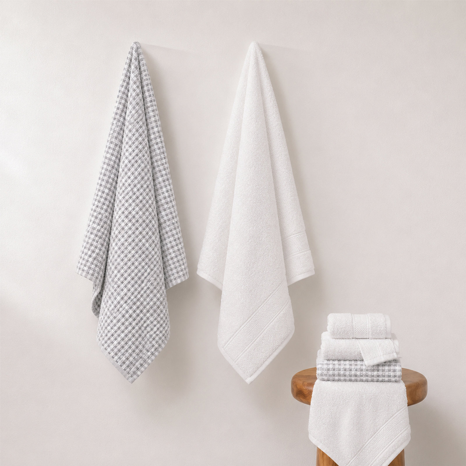 Drucilla 6-Piece Jacquard Cotton Towel Set, White