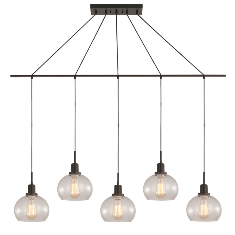 Luminaire suspendu dôme 5 lumières pour îlot de cuisine Glassman, Bronze