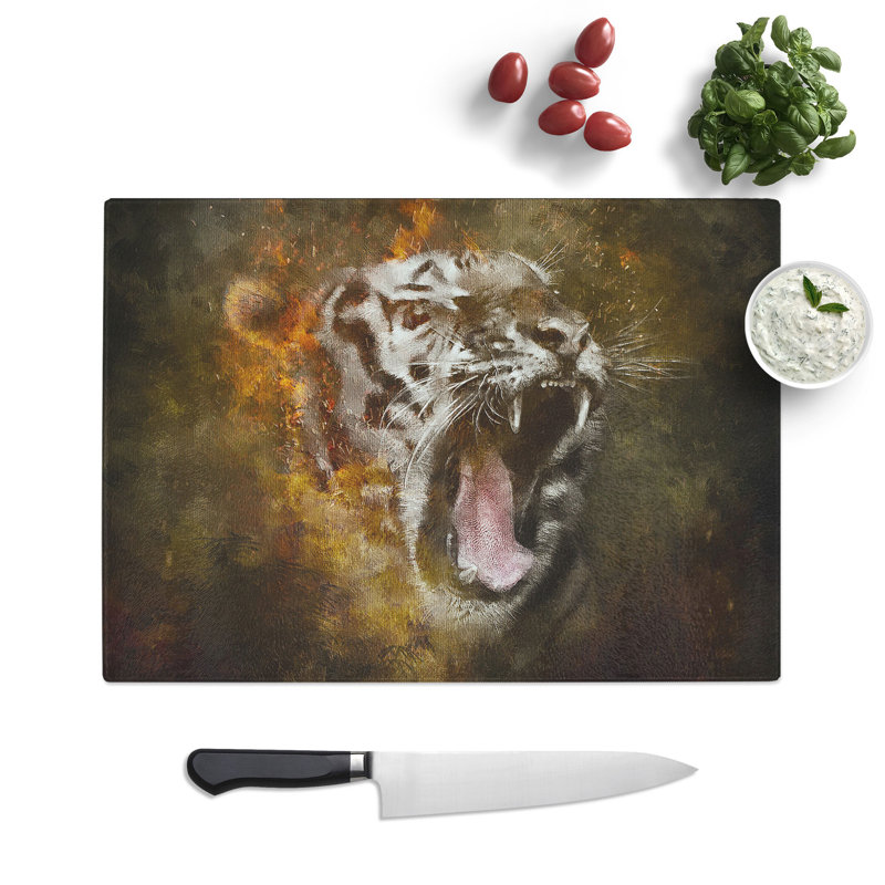 Tiger Roar Chopping Board, 0.4cm H x 28.5cm W x 39cm L