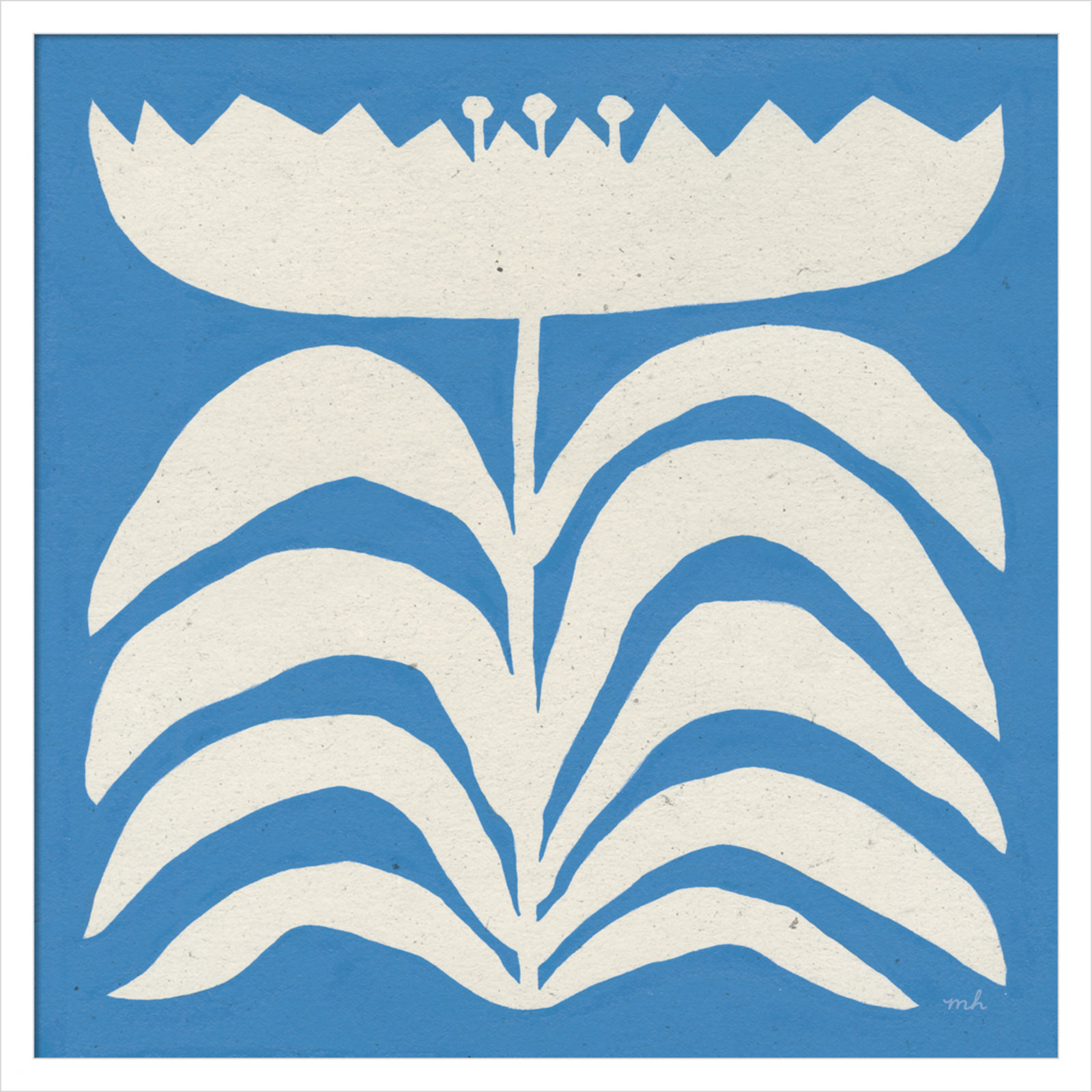 Delighted Floral II Blue Print, White, 25" H x 25" W x 1" D