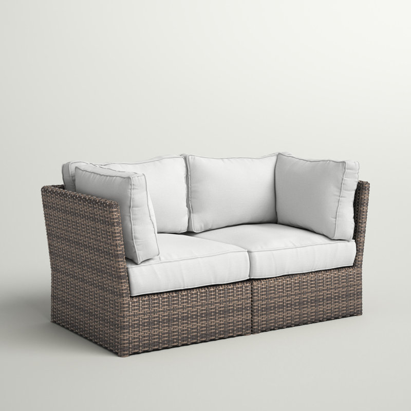 Almyra Fully Assembled 66'' Wide Outdoor Wicker Loveseat with Cushions, Espresso