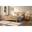 Lit plateforme moderne en rotin, cadre de lit en bois de style milieu du siècle avec tête et pied de lit en rotin tressé, lit pour chambre à coucher