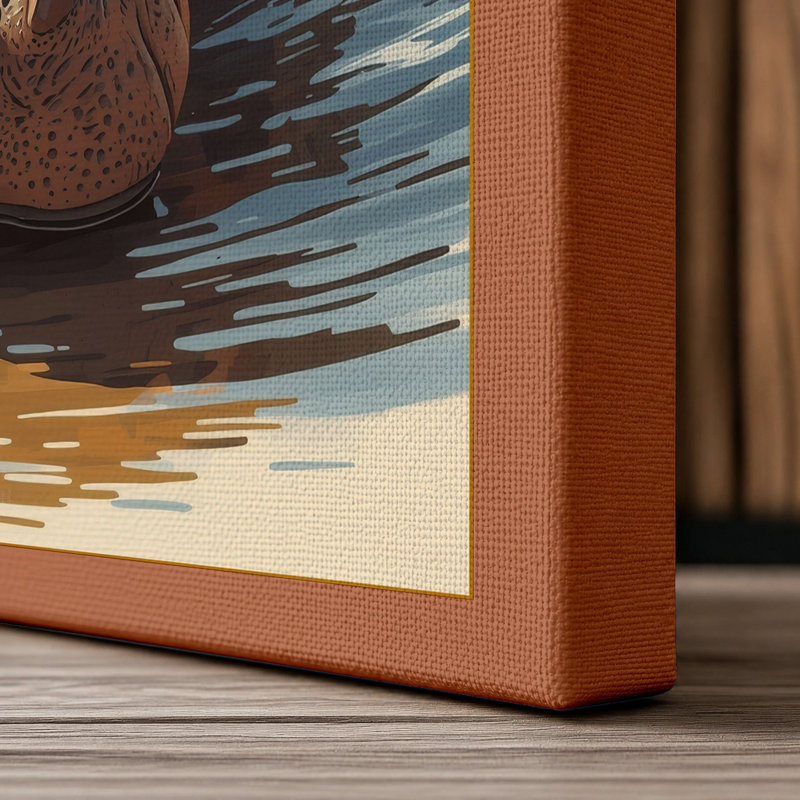 Hippopotamus Rising Modern - Wrapped Canvas, 18x12 - 45.7 x 30.5 cm, Terracotta Border