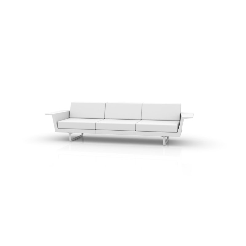 Delta 110.25" W 3 Seat Sofa, White Polyester, Basic White