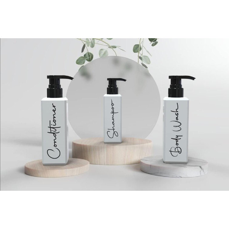 Bottiful Home-16 oz Grey Shampoo, Conditioner, Wash Shower Soap  Dispensers-3 Refillable Empty PET Plastic Pump Bottle Shower  Containers-Printed