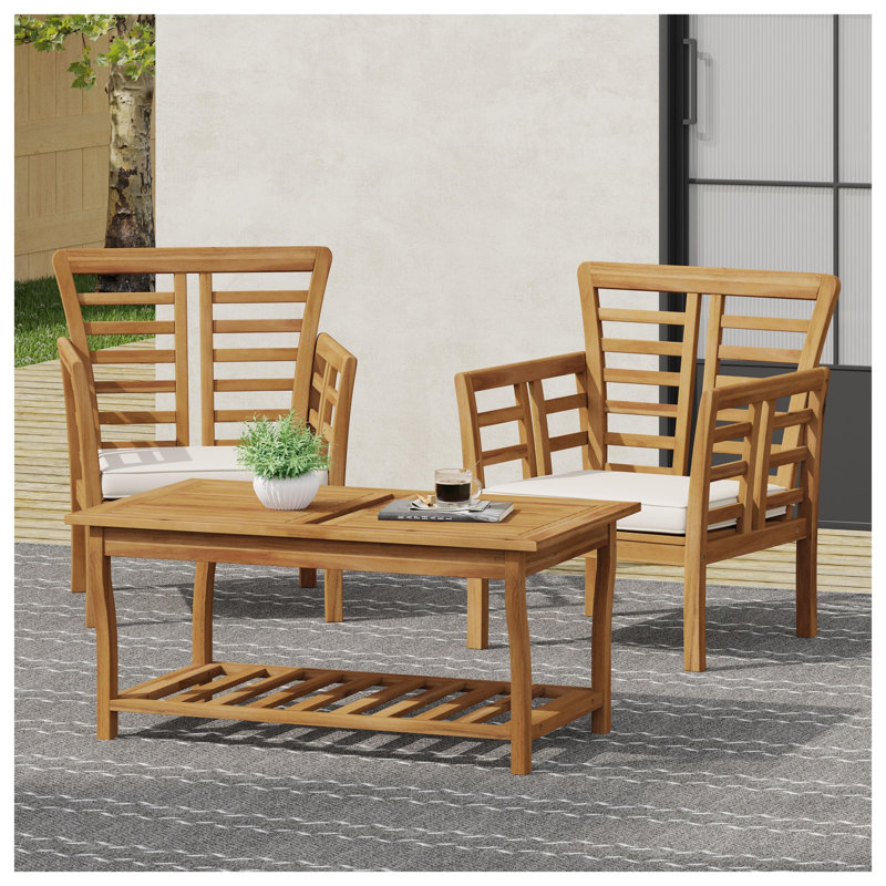 Ensemble de fauteuil club et table d'appoint 2 pièces Caydon, finition en bois brun avec motif à double vitrage