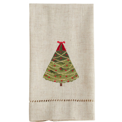 Serviette de noël en ruban et broderie point ajouré