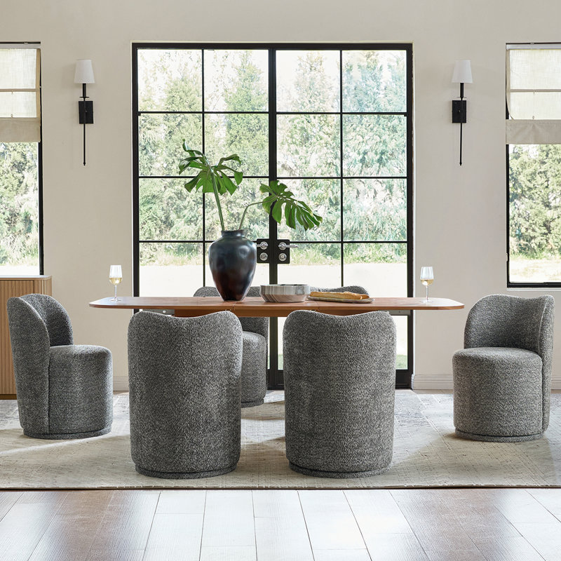 Clester Modern 360-Degree Swivel Dining Chair Set, Gray, 6