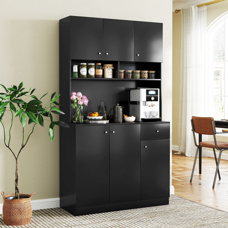 180cm Kitchen Pantry, Black