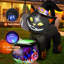 Décoration gonflable chat noir d'Halloween de 5 pi avec tête secouante et DEL intégrées