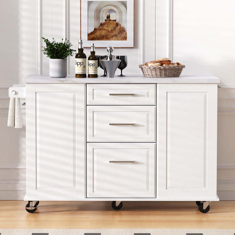 Îlot de cuisine roulant avec rangement et poubelle inclinable, Noir