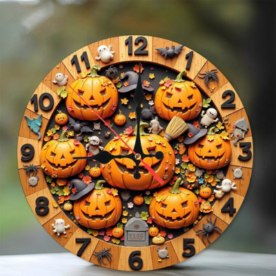 Halloween pumpkins clock whimsical design