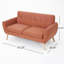 Causeuse Mid-Century moderne - Piquage gaufré à boutons, pieds fuselés en bois-1332723461