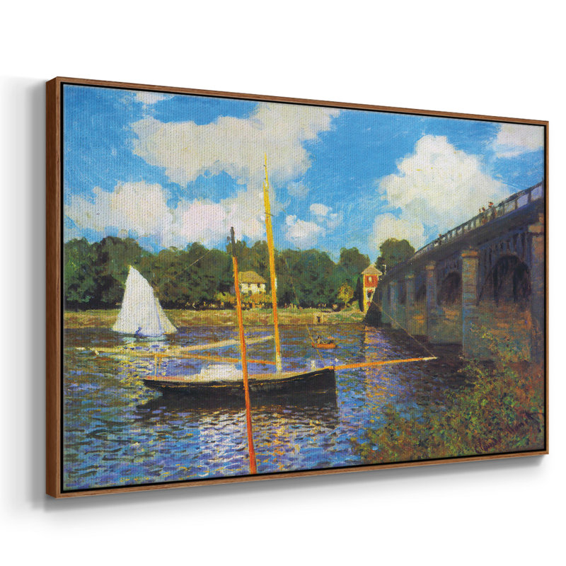 «The Road Bridge, Argenteuil» par Claude Monet - reproduction sur toile flottante, H 17 po x l 25 po x P 2 po, Noyer