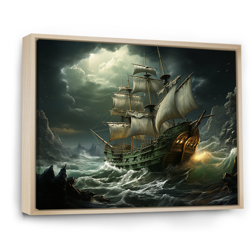 Pirate Sea Sovereigns - Art mural pirate, H 30 po x l 40 po x P 1,5 po, Cadre naturel flottant