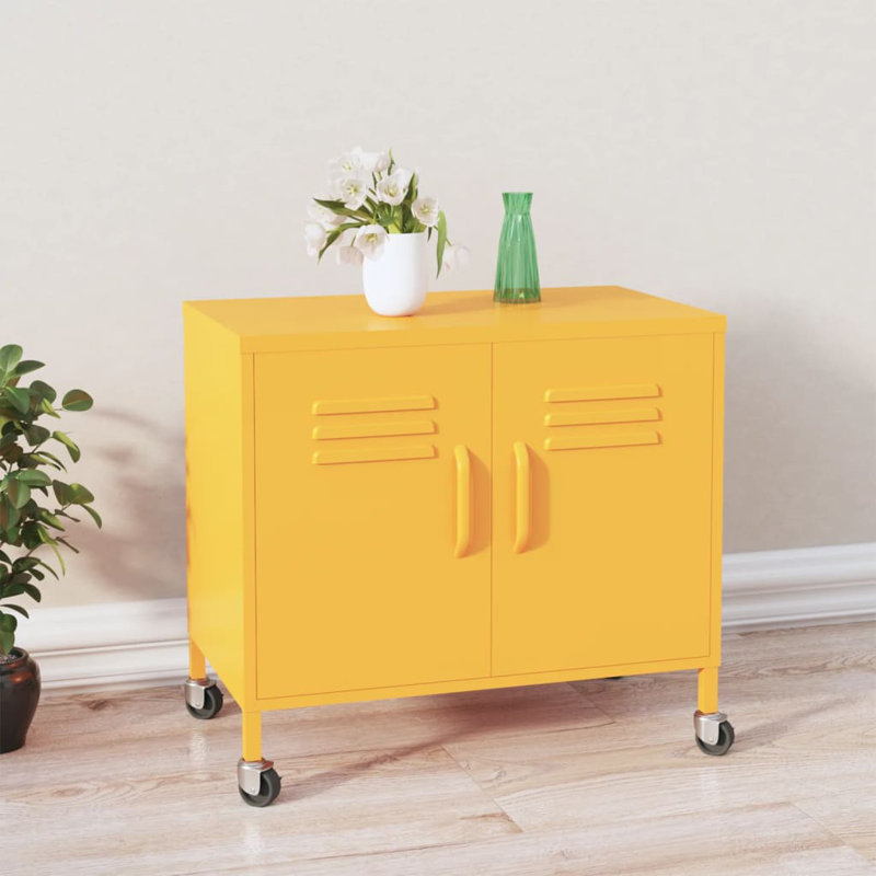 Classeur autoportant avec tablettes pour le bureau, Jaune moutarde