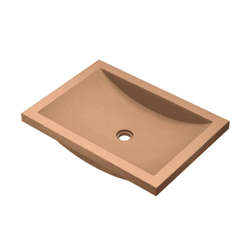 Cabrillo NativeStone Concrete Rectangular Undermount Bathroom Sink, Terracotta