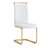Pavica 7-piece 71" Modern Tempered Glass Dining Set with Gold X-Base, Faux Leather Cantilever Chairs-1676329456-1666340262