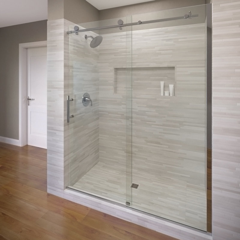 Porte de douche sans cadre l 45 "x H 76" Vinesse, Chrome chrome, Transparent AquaGlideXP