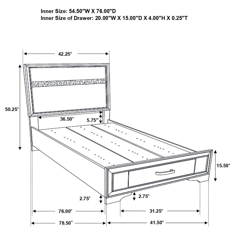 Platform Bed, Twin, White