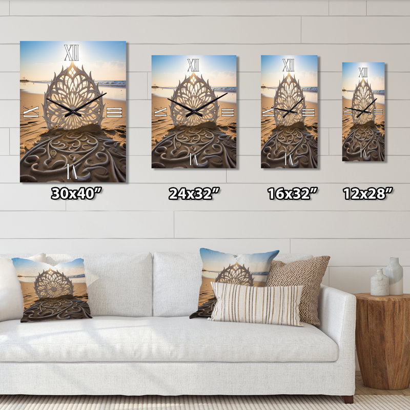 Majestic Mandala On The Beach I - Horloge murale plage, Petit