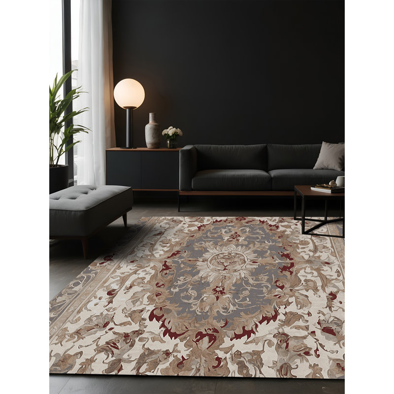 Tapis gris soyeux et moelleux, Carré 7 pi
