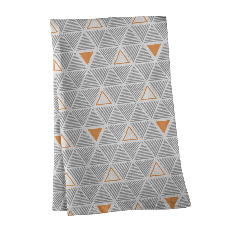 Jordao Tea Towel Kitchen Towel, Gray/Orange, Poly Twill