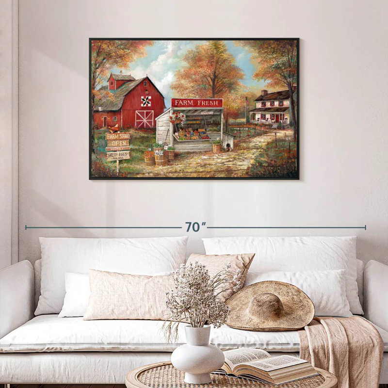 Autumn Farm Fresh, Cadre flottant noir, 43 po x 29 po