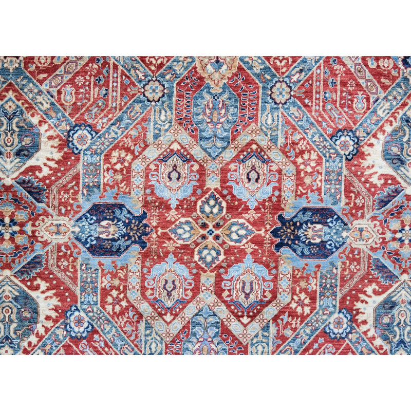 Hand Knotted Wool Area Rug in Red
