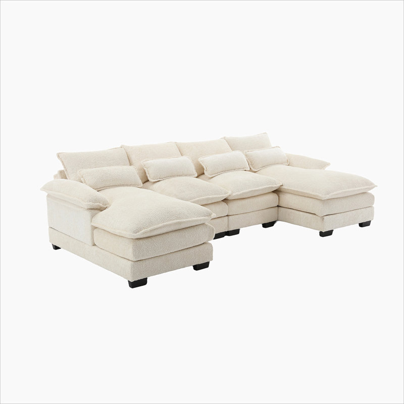 Odas 110.63'' Modular Sofa, Beige Fabric