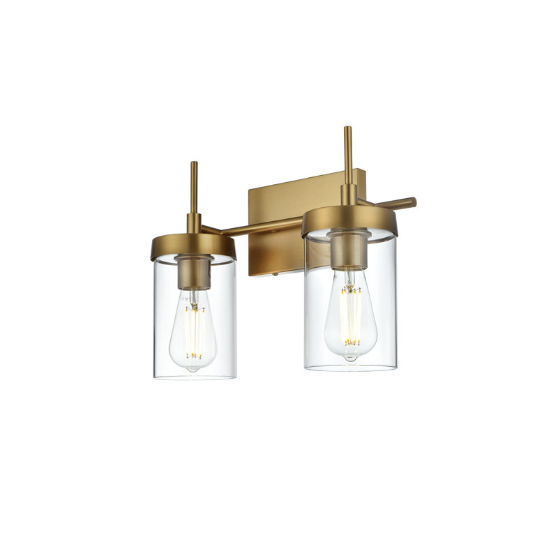 Éclairage pour meuble-lavabo à intensité variable Annisha, Doré, H 11 po x l 14 po x P 14 po, Deux lumières