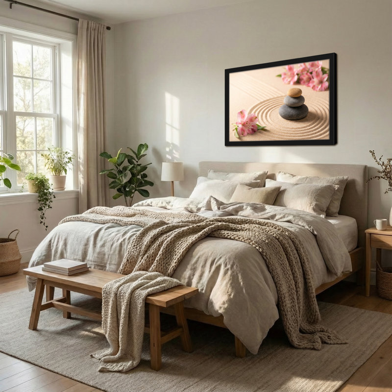 Motif de pierres et de fleurs Fashion Zen Garden, H 16 po x l 24 po