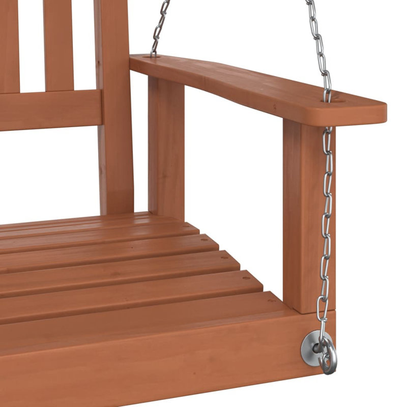 Garden Swing Chair With Metal Chains Solid Wood Fir, Brown