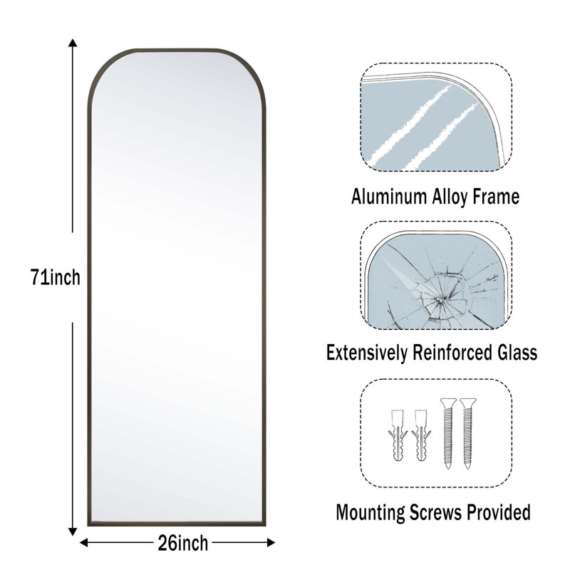 Marialys Aluminum Rectangle Floor Mirror, Black